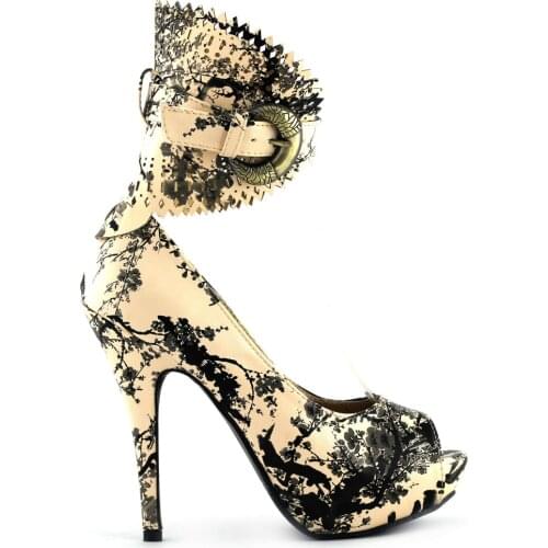 LF30402-3 Ladies Floral Print Peeptoe Gladiator EVE/Club Platform High Heel Stiletto Pumps