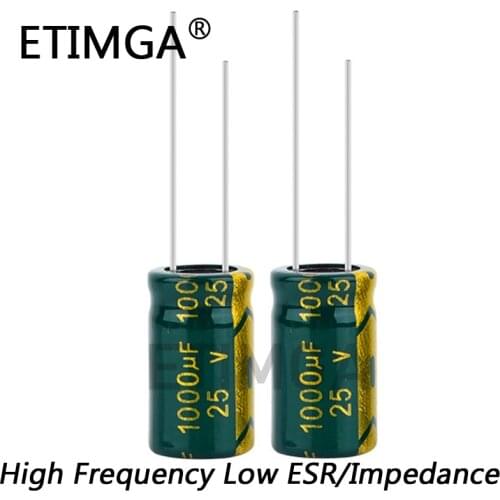 10-20PCS/LOT 25V 1000UF Low ESR/Impedance High Frequency Aluminum Electrolytic Capacitor 1000UF25V 25v1000uf 20