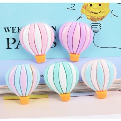 10Pcs 5 Colors Cartoon Hot Air Balloon Resin Kawaii Accessories Scrapbooking Cabochon Flatback Decoration Craft Embellishment