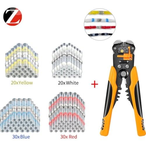 100PCS/200PCS Heat Shrink Butt Terminals Mixed Waterproof Solder Sleeve Tube Insulated Electrical Wire Terminal Kit 6-26 AWG