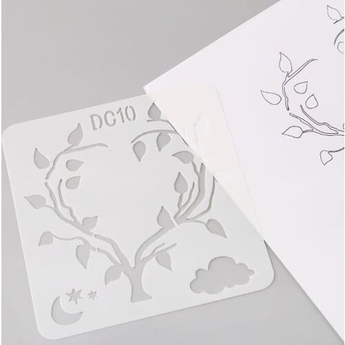 12Pcs 12Pcs Flower Heart Drawing Molds Plastic Children Painting Stencils DIY Paper Art Craft Card Label Scrapbook Bookmark Toy