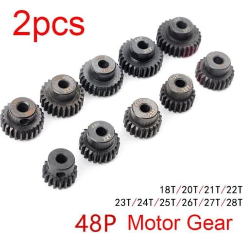 2 Pcs 3.175mm Motor Shaft Metal Gear Pinion For Sakura SCX10 RC Car Model 48P 18T 20T 21T 22T 23T 24T 25T 26T 27T 28T