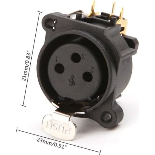 2pcs 3-Pole XLR Female Jack Panel Mount Chassis Socket Connector For Mic Guitar