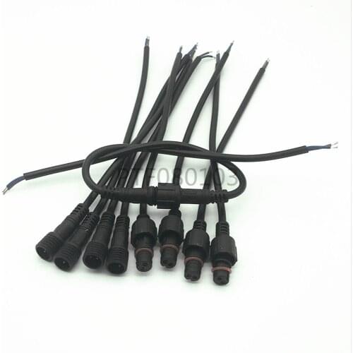 5/10/20/50pcs/pack 2pin Male to Female Connector Waterproof Cable 2Pin BLACK for single color LED Strips Light