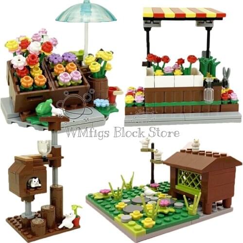 MOC City Farm Bird House Vegetable Field Floats Horse Carriage Shop Street view Accessories Creative Childr Toy Educational Gift