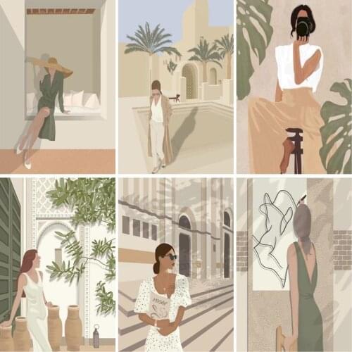 GATYZTORY Frame Fashion woman DIY Painting By Numbers Figure Painting Acrylic Paint By Numbers Home Wall Art Picture 40x50cm Gif