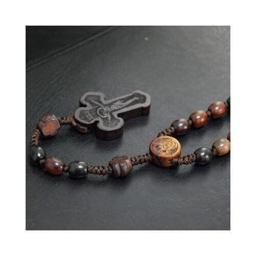 Catholic Sacred Art Wood Ellipse Rose Rosary, Religious Supplies, Church Supplies, Church Membership Gifts