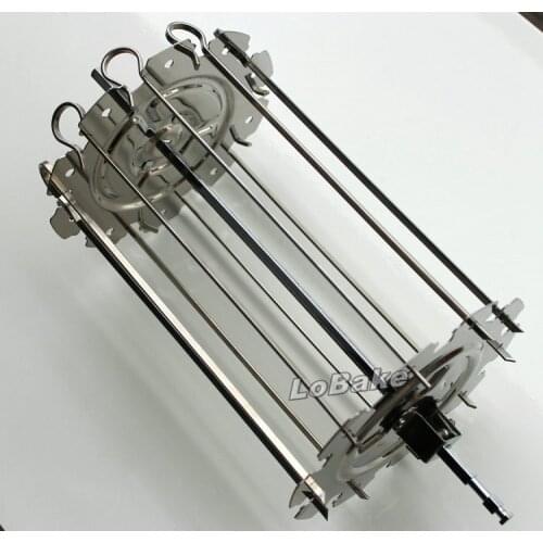 Small Creative stainless steel grilled cage rotary oven baking roasted cage chicken wings vegetable food without mid shaft