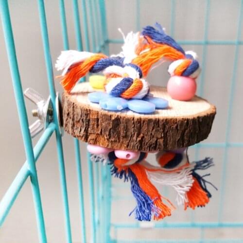 Small And Medium Parrot Toy Logs Platform Gnawing Toys Colorful Rope Pet Products Bird Supplies 2pcs/lot