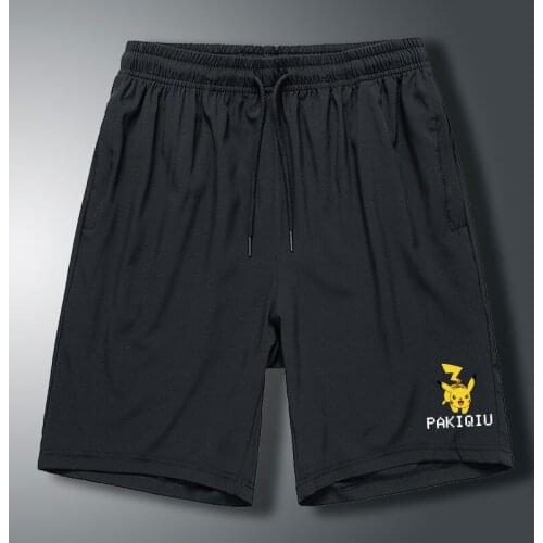 Mens Black Printed Casual Shorts Summer Sports Jogging Gym Shorts Male Loose Outdoor Solid Color Shorts Quick-Drying Beach Short