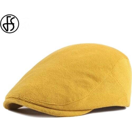 FS Candy Colors Berets Hats Autumn Winter Newsboy Cap For Men Women Knitting Flat Caps Fashion Beret Gatsby Peaked Ivy Duckbill