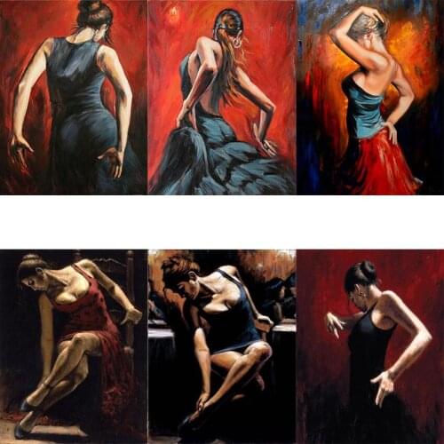 FSBCGT Oil Painting By Numbers Flamenco Dancer Beautiful Ballerina Woman DIY Picture By Number Drawing On Canvas Wall Art Decor