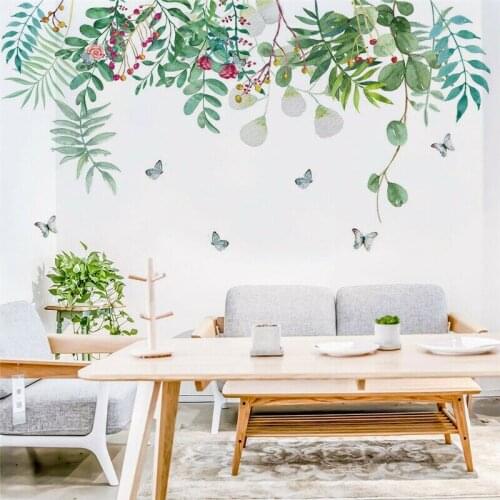 Flower and Leaf Pattern Wall Stickers Living Room Bedroom Fashion Decals Family Atmosphere Beautifully Decorated Wall Stickers