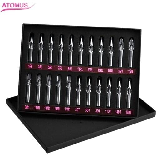 Tattoo Stainless Steel 22 Pcs Tattoo Tips Nozzle Tube Needles Machine Reusable Kit Mix for Tattoo Grips Tube