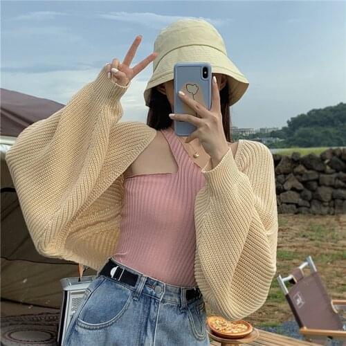 2021 Fall Winter Open Stitch Cardigans Women Korean Clothes Fashion Knitted Cardigan Sweater Coat Short Gilet Maille Femme