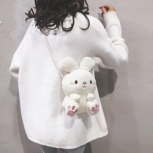 Bunny Plush Backpacks Children Baby Animal Kawaii Bag Cute Backpack Side Bags For Girls Bolsa Infantil Birthday Gift BK50MR