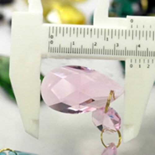 6pcs/lot(105MM)pink Crystal Glass Pendant For chandelier Prisms parts(38mm Crystalangel tear with 3pcs 14mm octagon Beads)decor