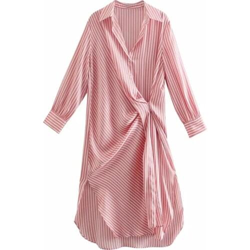 Casual Shirt Collar Long Sleeve Maxi Plaid Dresses DLQZ252