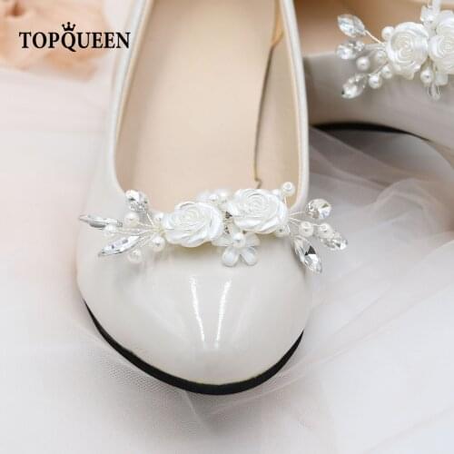 TOPQUEEN-X26 Shoes Clips Silver Beautiful Pearls For Women Party Dresses Detachment Elegant Sandals Decoration Pinkage