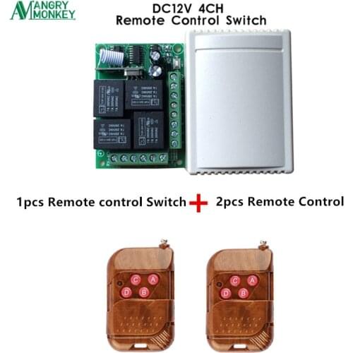 433Mhz Universal Wireless Remote Control Switch DC12V 4CH relay Receiver Module and 2pcs 4 channel RF Remote 433 Mhz Transmitter