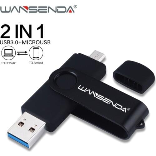 WANSENDA OTG USB Flash Drive 256GB Rotation Pen Drive 16GB 32GB 64GB 128GB High Speed Pendrive 2 in 1 USB 3.0 Memory Stick