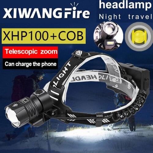 XIWANGFIRE XHP100 Powerful Zoom Waterproof Headlight 18650 XHP50 LED Headlight Rechargeable USB Headlight XHP100 Flashlight