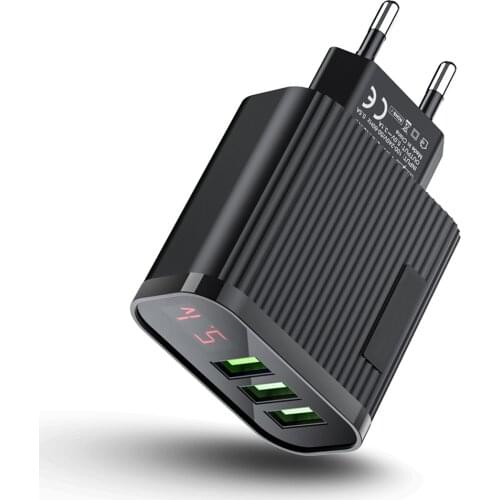 Hot USB Charger For Iphone Charger LED Display 3 USB 5V 3A Fast Charging Wall Charger For IPhone Samsung Xiaomi Max 2.4A Charge