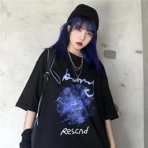 Women T-Shirt Korean Fashion Oversize loose Punk streetwear Style Hipsters tops Grunge dropshipping summer short sleeve clothes