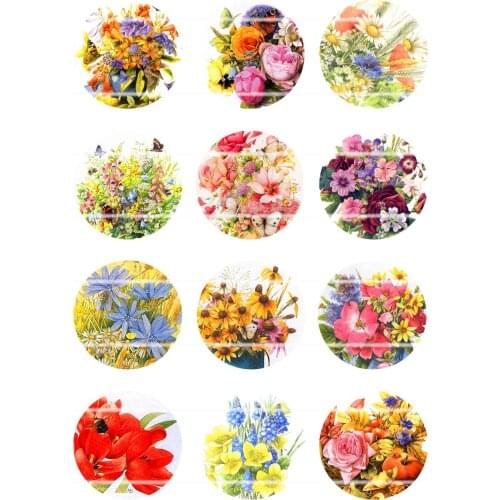 Handmade Colorful picture Round Glass Cabochons Refrigerator magnet for Necklace Decoration and Phone Chain Accessaries120