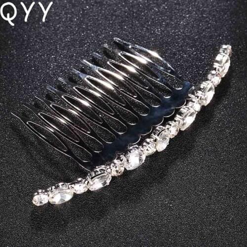 QYY Fashion 2019 Wedding Bridal Hair Comb Pins Rhinestone Crystals Hair Combs Clips Wedding Hair Jewelry Accessories for Women