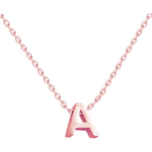 Womens letter necklace Mini A-Z Necklace lovely stainless steel Rose Gold Pendant Necklace New Year jewelry gift