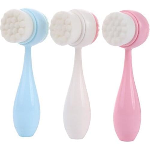 1pcs Double Side Face Washing Brush Deep Cleaning Skin Care Tool Silicone Facial Cleanser Brush Face Cleaning Massager