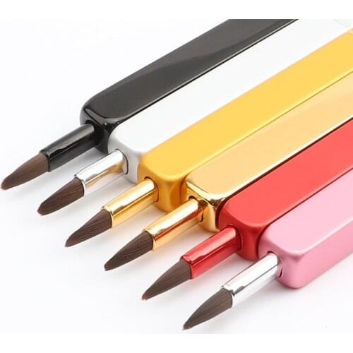 1Pcs Portable Retractable Lip Brush Makeup Brush Pen Metal Handle Cosmetic Lipgloss Lipstick Lip Gloss Brush With Protect Cap