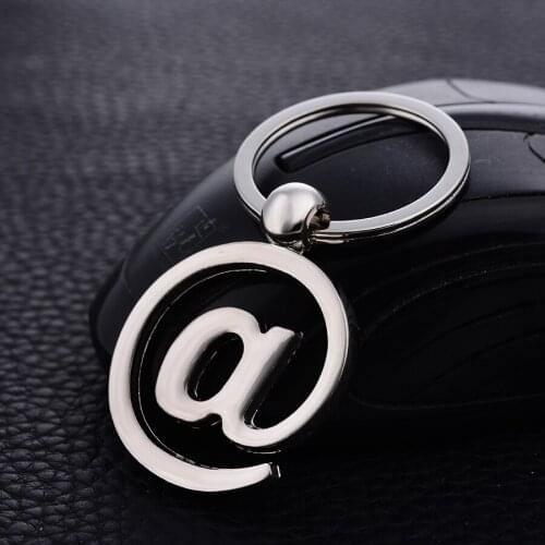 10PCS Metal @ symbol Keychain Charm Alloy Car Key Ring Holder Unisex Keyfobs For Keys Bag Keyring Creative Jewelry Gift J034
