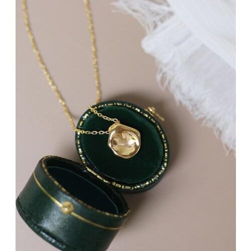 18k Gold Vintage Irregular Gold bullion Pendant Necklace Chain Fashion Titanium Stainless Steel Jewelry Woman Accessory washable