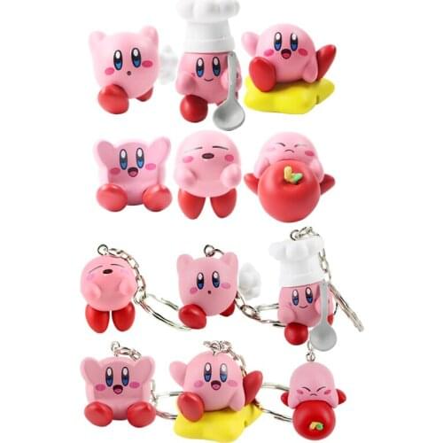 6pcs/lot Ainme Kirby Figure Toy Chef With Spoon Star Waddle Dee Doo Keychain Model Toys