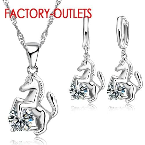 925 Sterling Silver Pendant Necklaces Earrings Set Trendy Fashion Jewelry Crystal Female Party Engagement Decoration Wholesale