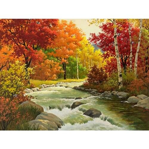 MM 14/16/18/28 CROSS STITCH Full Round Drill 5D DIY Diamond Painting " Landscape Waterfall " 3D Embroidery Cross Stitch