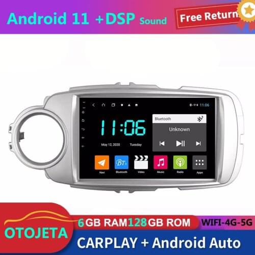 For Toyota Yaris 2012 Car Radio Stereo GPS Navigator 6GB Ram 128GB Rom Autoradio 2Din Android 11 Bluetooth Multimedia Player