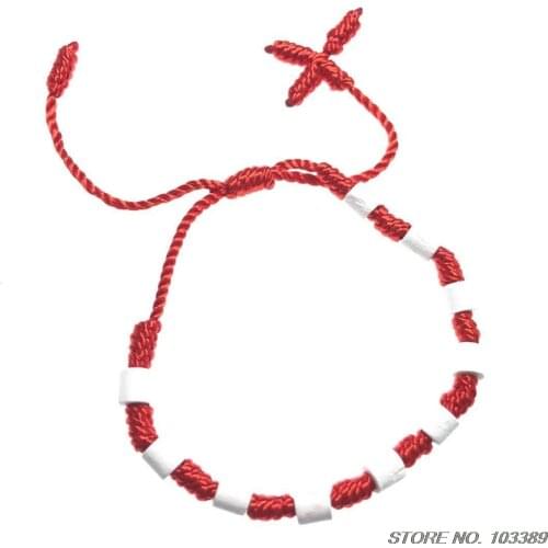 Red rope bracelet/ rosary bracelet/6MM wood bead bracelet/ knotted bracelet/religious cord braceletspecial offer