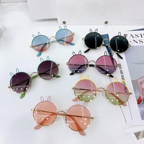 Kids Metal Frame Outwear, UV400 Bunny Beach Headwear with Tinted Circle Lens For Boys Girls 2021 New Fashion