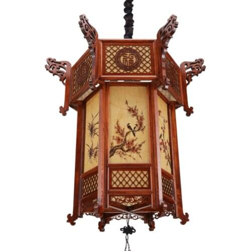 Chinese Style Palace Lamp Outdoor Hexagonal Lantern Housewarming Wedding Balcony Wind Chandelier Lantern lotus lantern