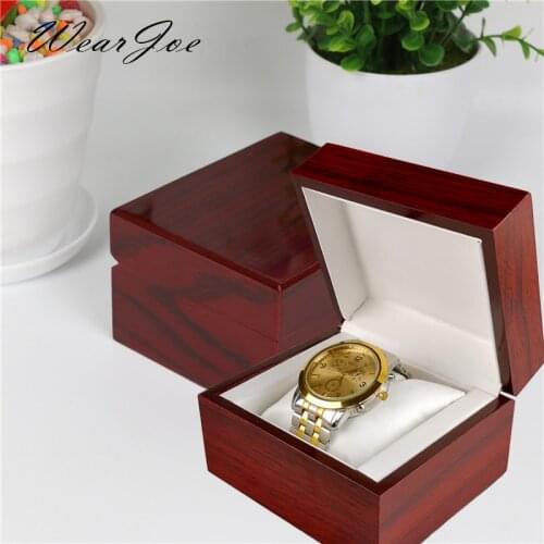 Classic Quality Mahogany Painting Single Watch Storage Packing Wooden Box Leather Padded Interior Pillow Carrying Case Organizer