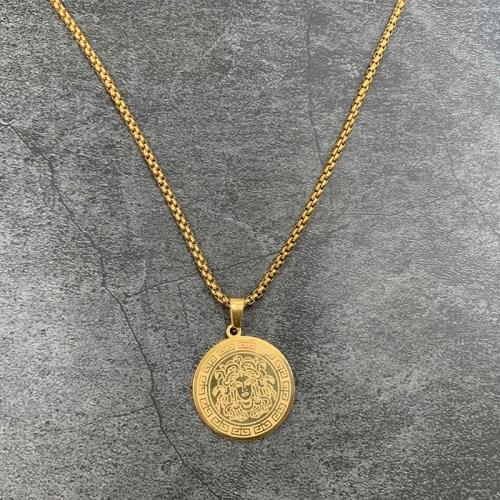 DUTRIEUX Greek Mythology Medusa Pendant Necklace Jewelry Gift Ancient Greek Symbol Medusa Pagan Charm Chain Gorgon Necklace Gift
