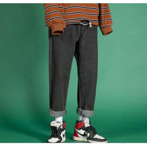 Male Denim Pants Oversize Men Streetwear Blue Jeans 2020 Women Black Jeans Korean Fashions Harem Pants