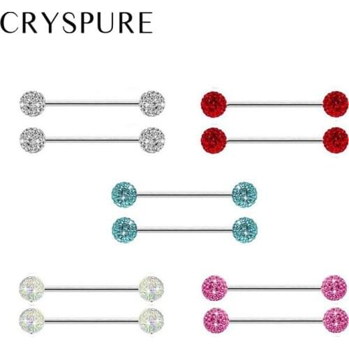 Fashion Set in drill stainless steel soft pottery ball body Piercing Accessories Femme Tongue Nail Nipple Women Jewelry