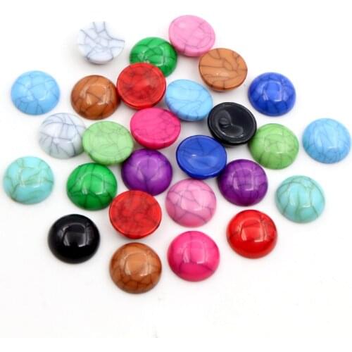 New Fashion 40pcs/lot 12mm 8mm 10mm Mix Fashion Colors Crack Style Flat Back Resin Cabochons Cameo