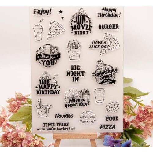 Birthday Burger Clear Stamp Transparent Silicone Seal for DIY Scrapbooking Card Making Photo Album Decoration Crafts Gift