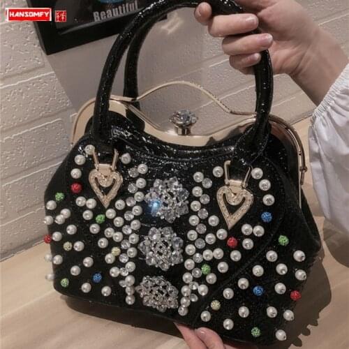 Luxury Fashion Rhinestone Bag Women Handbag Korean Female Leather Bag Diamonds Shoulder Messenger Shell Bag Ladies Bags