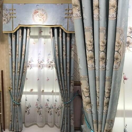 Luxury garden high precision relief curtain cloth shading curtain embroidered screen curtain living room bedroom customization